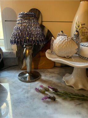 Pottery Barn Beaded Purple Fairy Lamp
